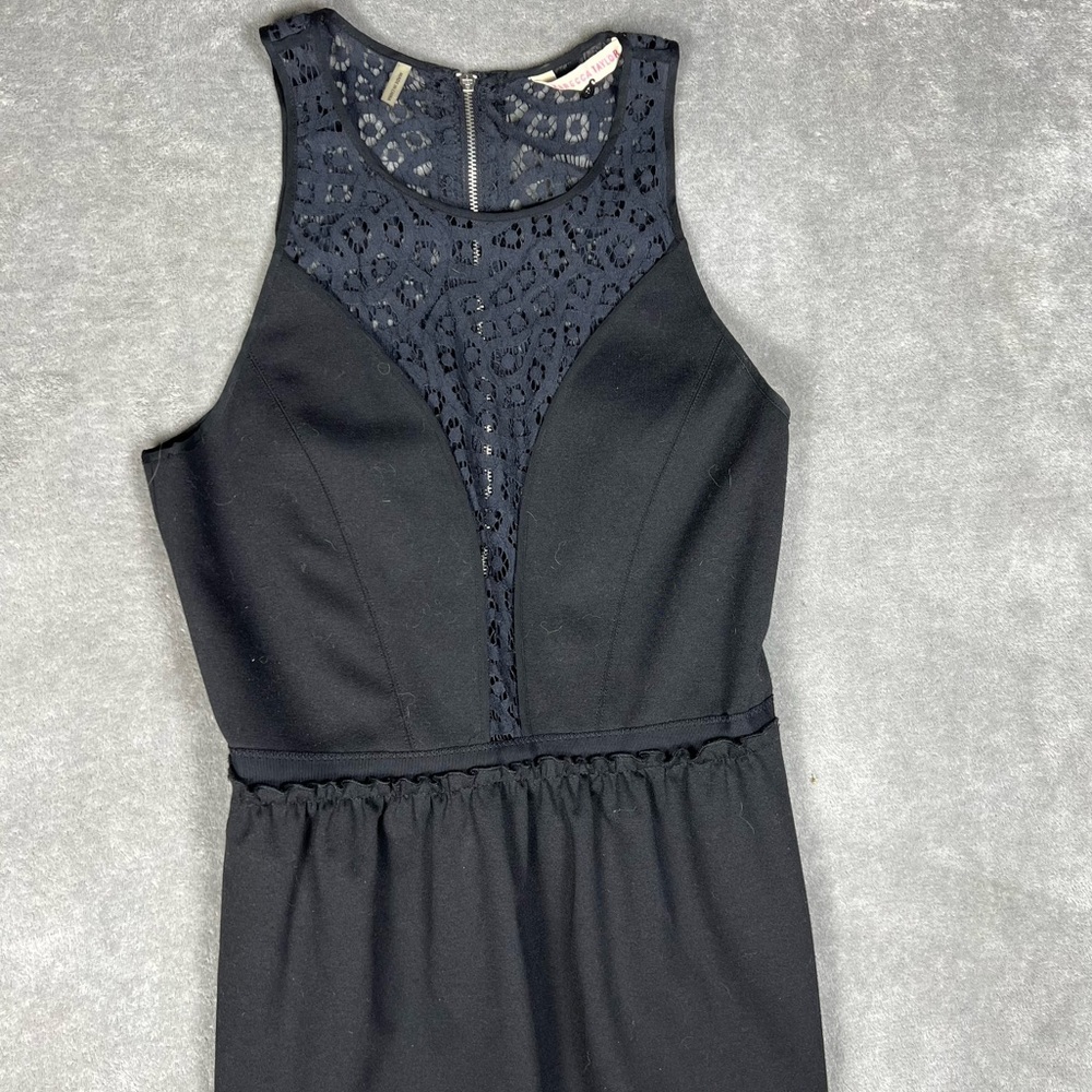 Rebecca Taylor Dress Womens 8 Black Ponte Lace Sleeveless Feminine Party Evening - Picture 4 of 8